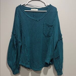 We The Free Teal Knit Pullover